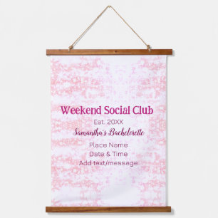Weekend sociale club roze glittersingleparty hangend wandkleed