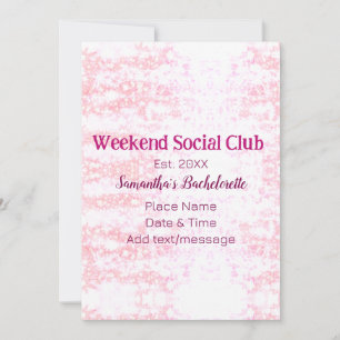 Weekend sociale club roze glittersingleparty kaart