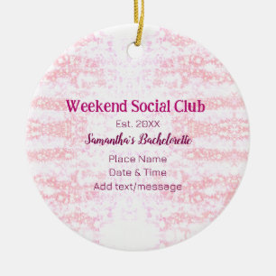 Weekend sociale club roze glittersingleparty keramisch ornament