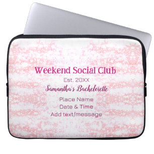 Weekend sociale club roze glittersingleparty laptop sleeve