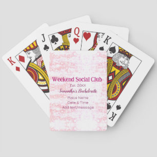 Weekend sociale club roze glittersingleparty pokerkaarten