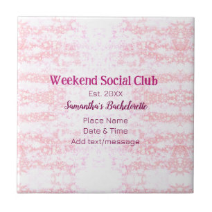 Weekend sociale club roze glittersingleparty tegeltje