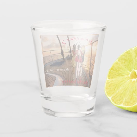 Weekend Trip Personalized Bachelorette Party Shot Glas (Achterkant)
