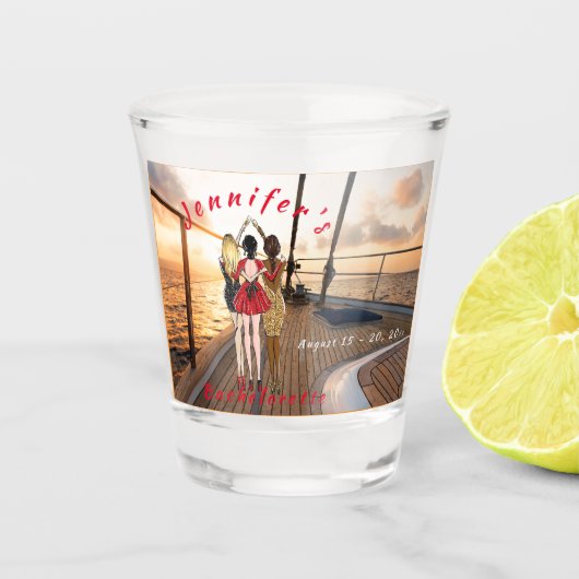 Weekend Trip Personalized Bachelorette Party Shot Glas (Voorkant)