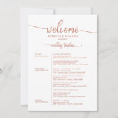 Weekend Trouwschema Rose Goud Calligrafie Kaart (Voorkant)