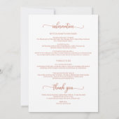 Weekend Trouwschema Rose Goud Calligrafie Kaart (Achterkant)