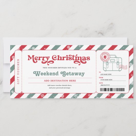 Weekend Uitstapje Kerstcadeaubon Kaart (Voorkant)