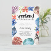 Weekend van Bachelorette van Seashell en Flower Ba Kaart (Staand voorkant)