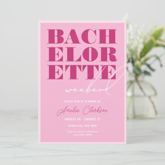 Weekend van de Bold Pink Bachelorette Kaart (Staand voorkant)