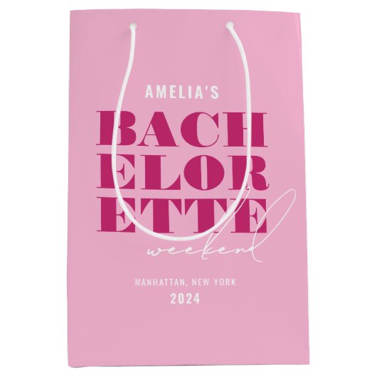 Weekend van de Bold Pink Bachelorette Medium Cadeauzakje (Voorkant)