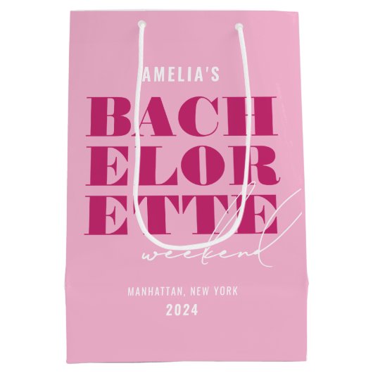 Weekend van de Bold Pink Bachelorette Medium Cadeauzakje (Achterkant)