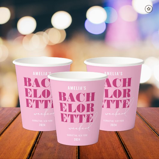 Weekend van de Bold Pink Bachelorette Papieren Bekers