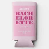Weekend van de Bold Pink Bachelorette Seltzer Blikjeskoeler (Achterkant)