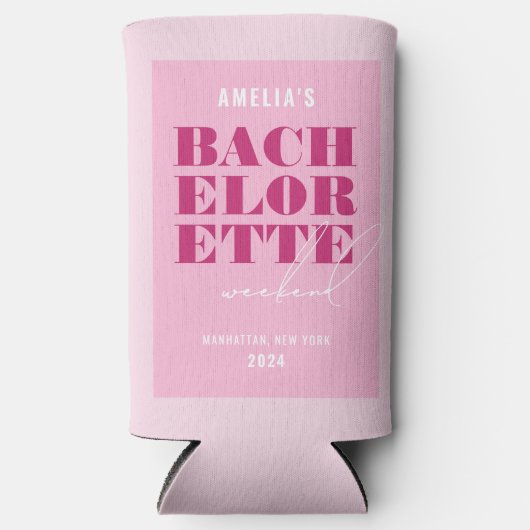 Weekend van de Bold Pink Bachelorette Seltzer Blikjeskoeler (Voorkant)