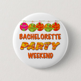 Weekend van Tropical Bachelorette Party Ronde Button 5,7 Cm