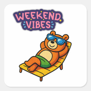 Weekend Vibes Schattige Beer Relaxte Zomer Sticker