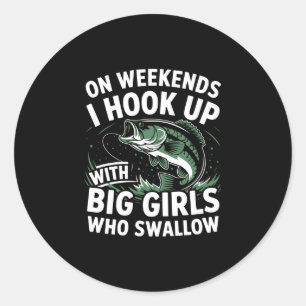 Weekend vissen humor visser - haak aan grote ronde sticker