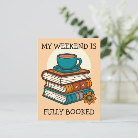 Weekend vol boekenliefhebbers briefkaart (Staand voorkant)