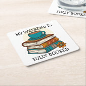 Weekend vol boekenliefhebbers kartonnen onderzetters (Schuin)
