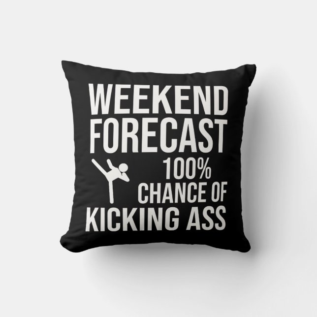 Weekend Voorspelling - 100% Kans op Kicken-Donder Kussen (Voorkant)