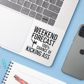 Weekend Voorspelling - 100% Kans op Lekker Aardig Sticker (Laptop met iPhone)