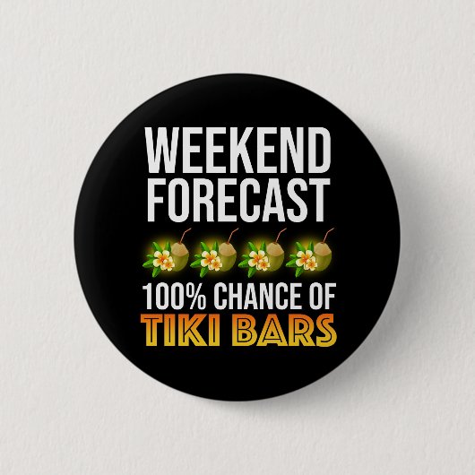 Weekend Voorspelling - 100% Kans op Tiki Bars Ronde Button 5,7 Cm (Voorkant)