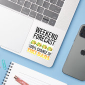 Weekend Voorspelling - 100% Kans op Tiki Bars Sticker (Laptop met iPhone)