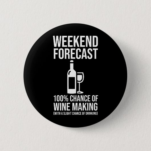 Weekend Voorspelling - 100% Kans op Wijn Maken Ronde Button 5,7 Cm (Voorkant)