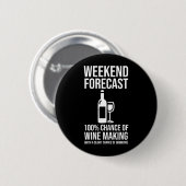 Weekend Voorspelling - 100% Kans op Wijn Maken Ronde Button 5,7 Cm (Voorkant /achterkant)