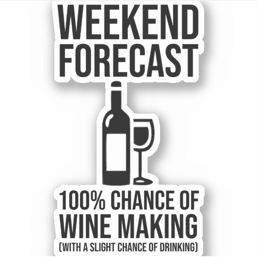 Weekend Voorspelling - 100% Kans op Wijn Maken Sticker (Voorkant)
