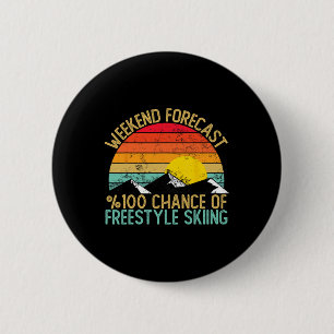 Weekend Voorspelling Freestyle Skiën T-Shirts Funn Ronde Button 5,7 Cm
