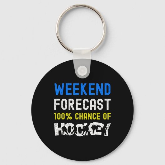 Weekend Voorspelling Grappige IJshockeyspeler Keep Sleutelhanger (Voorkant)