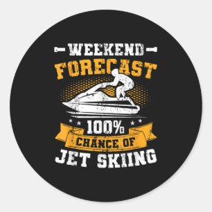 Weekend Voorspelling Jetskiën Grappig Jetski _1 Ronde Sticker