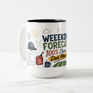 Weekend Voorspelling Papa Maait Kopje Tweekleurige Koffiemok