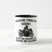 Weekend Voorspelling Rijden... Grappige Motorfiets Mok (Midden)