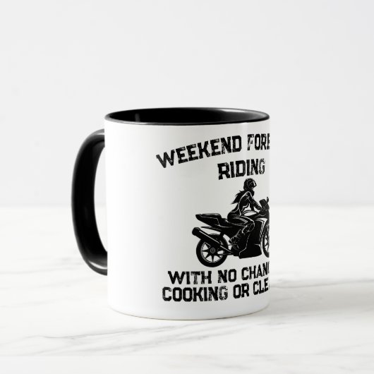 Weekend Voorspelling Rijden... Grappige Motorfiets Mok (Voorkant links)