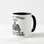 Weekend Voorspelling Rijden... Grappige Motorfiets Mok (Voorkant rechts)