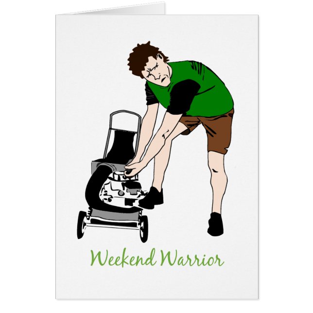 Weekend Warrior Funny Lawn mowing Cartoon (Voorkant)