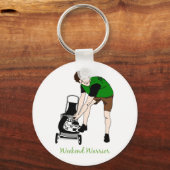 Weekend Warrior Funny Lawn mowing Cartoon Sleutelhanger (Voorkant)
