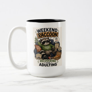 Weekend Wasbeer Grappige Luie Dier Koffiemok Tweekleurige Koffiemok