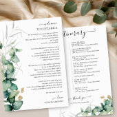 Weekend Wedding Itinerary Greenery Eucalyptus Kaart