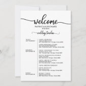 Weekend Wedding Schedule Elegant Calligraphy Kaart (Voorkant)