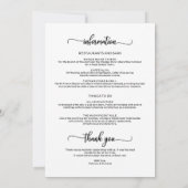 Weekend Wedding Schedule Elegant Calligraphy Kaart (Achterkant)