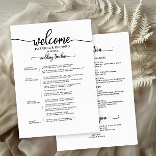 Weekend Wedding Schedule Elegant Calligraphy Kaart