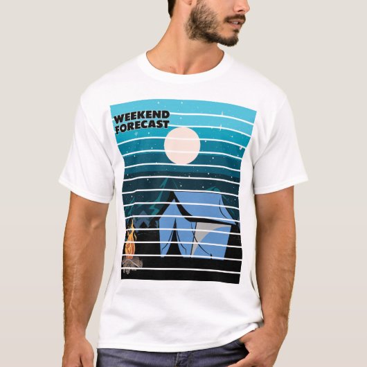 Weekend Weerbericht Kampeer Tent Vuur T-shirt (Voorkant)