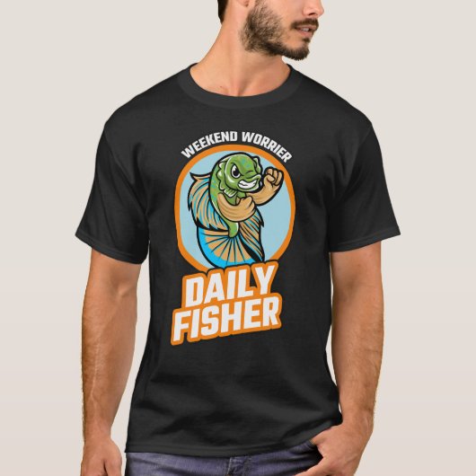 Weekend Worrier Daily Fisher Grappig Visontwerp T-shirt (Voorkant)