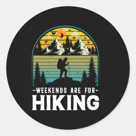Weekend zijn voor wandelen Natuur Mountains Outdoo Ronde Sticker (Voorkant)