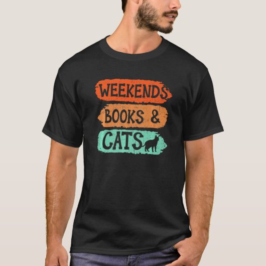 Weekendboeken en Katten boekwormen T-shirt (Voorkant)
