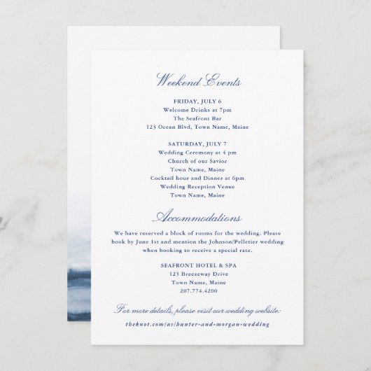 Weekendgebeurtenissen en accommodatiekaart informatiekaartje (Voorkant / Achterkant)