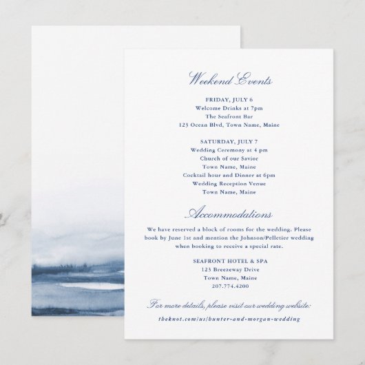 Weekendgebeurtenissen en accommodatiekaart informatiekaartje (Voorkant / Achterkant)